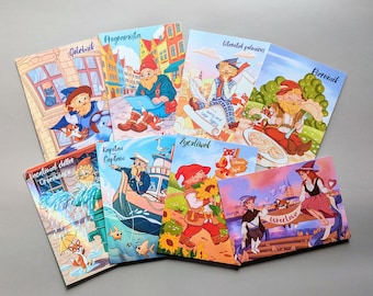 Conjunto de 8 cartões postais de verão com anões de Wroclaw (Pocztowki z krasnalami z Wroclawiu) Cartões postais de Breslaw Kartki Gnome