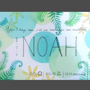 Modèle unique - fait main - 100% personnalisable - faire-part de naissance bohème non genré