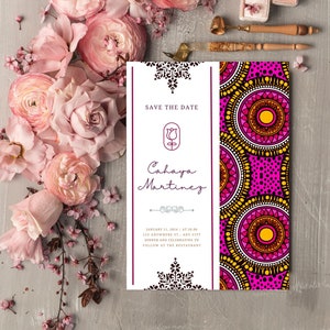 Elegante biglietto di auguri africano Save the Date / Biglietto di nozze tradizionale / Matrimonio africano personalizzato / Matrimonio di lusso / Modello di download immediato modificabile