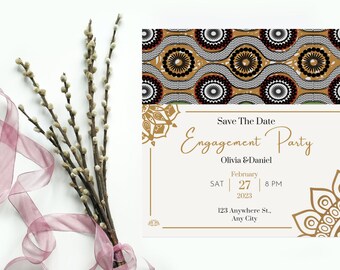 African Engagement Invitation | Elegant African Save the Date | Nigerian Wedding | Editable & Printable Template | Canva Instant Download