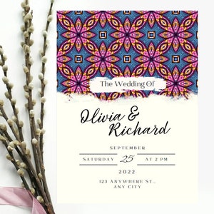 Traditional Nigerian Wedding Invitation | African Ankara Theme | Engagement Invitation | Editable Canva Template |Wedding celebration invite