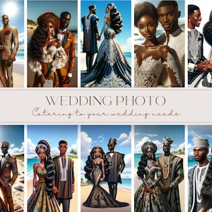 Stunning African Wedding Bride and Groom | AI Photos PNG | Nigerian Wedding Stock Photos Bundle | African American Wedding Digital Clip Art