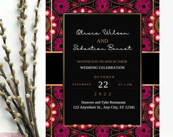 Luxury African Wedding Invitation Template |  Nigerian Theme Wedding Party Invites | Traditional Wedding | Editable Canva | Wedding Invite