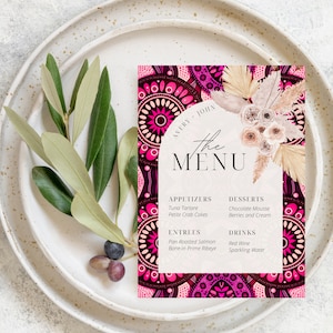 Menu de mariage africain traditionnel élégant | Menu du déjeuner nigérian | Modèle de dîner d'anniversaire personnalisé | Modifiable | Téléchargement numérique sur toile