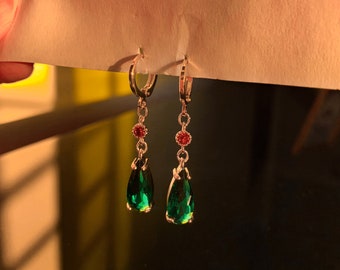 howl earrings Emerald earrings, hypoallergenic and environmentally friendly material