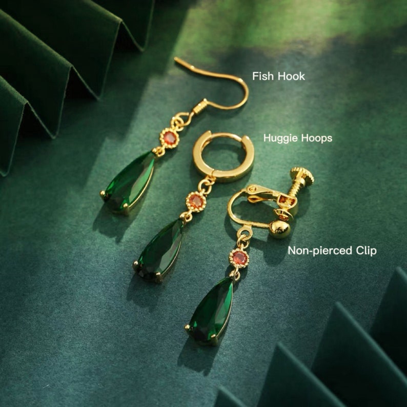 howl earrings Emerald earrings, hypoallergenic and environmentally friendly material zdjęcie 9