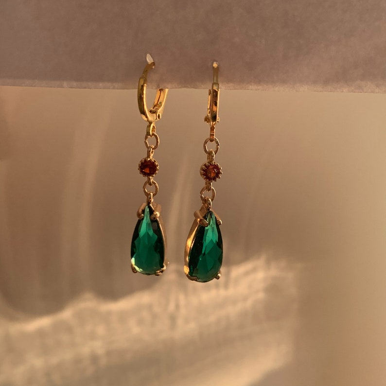 howl earrings Emerald earrings, hypoallergenic and environmentally friendly material image 8