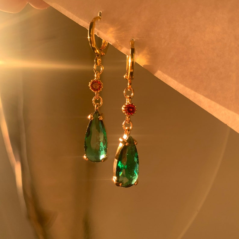 howl earrings Emerald earrings, hypoallergenic and environmentally friendly material image 5