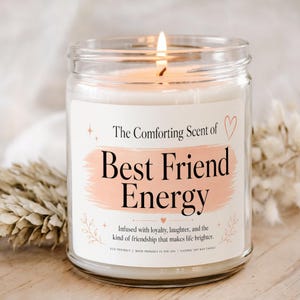 Vela energética para mejores amigas, regalo de amistad considerado para ella, vela de cera de soja natural, decoración acogedora para el hogar, idea de regalo de cumpleaños única para tu mejor amiga.