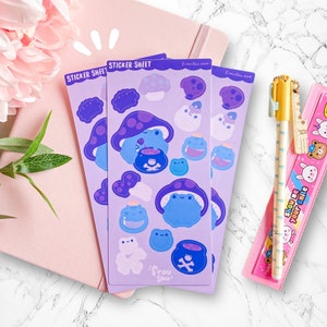 Witchy Halloween Potion Frog / Kawaii Cute Journal Planner Toploader Sticker Sheet / Cottage Soft Core Aesthetic Notebook Scrapbook Stickers