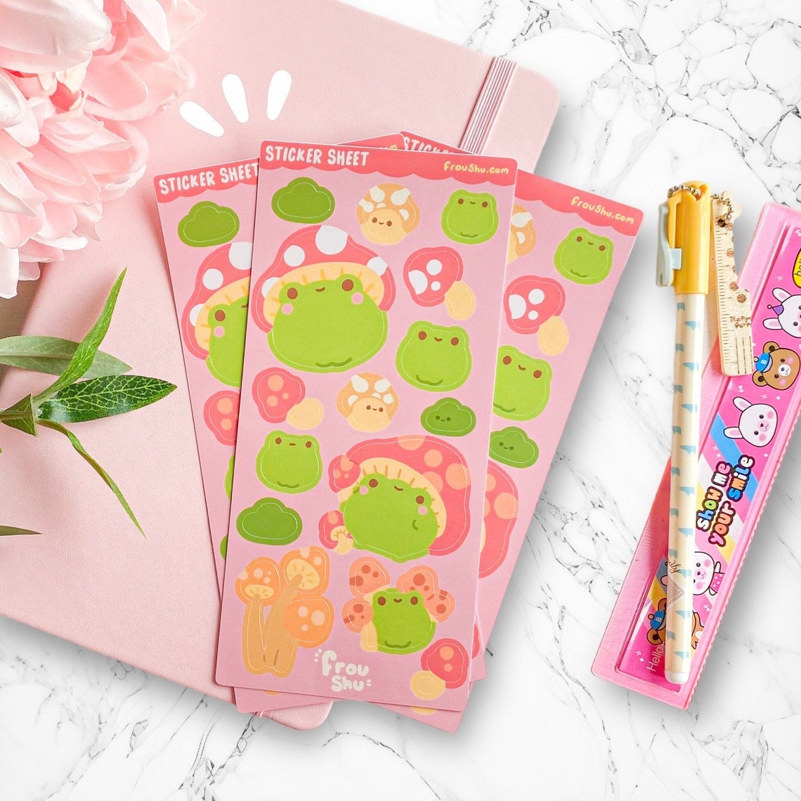 Frogcore Mushroom Frog | Kawaii Cute Journal Planner Toploader Sticker ...