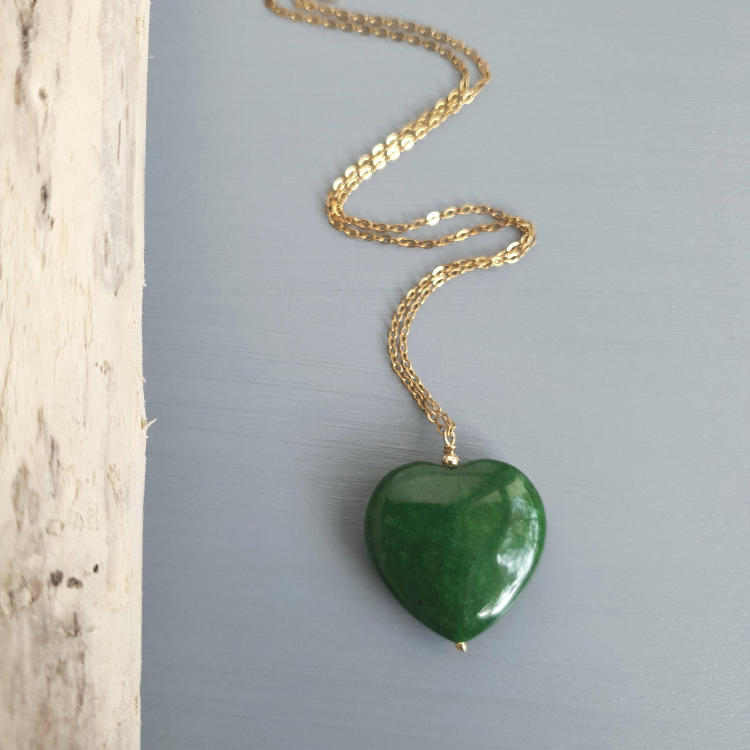 Pendentif Cœur Vert - Bijou Occasion Très Beau - Sans Marque, Origine France