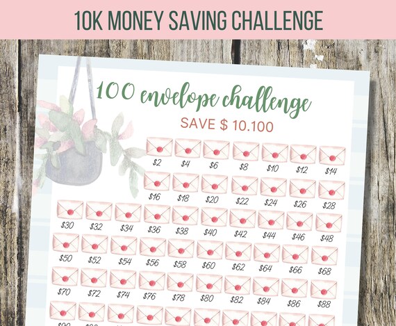 10k Savings Challenge Printable Save 10.100 Dollars Savings | Etsy