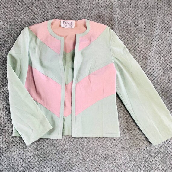 Retro Y2K Pastel Green/pink Ultrasuede POSH Lightweight Blazer | Etsy