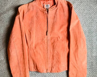 peach color leather jacket