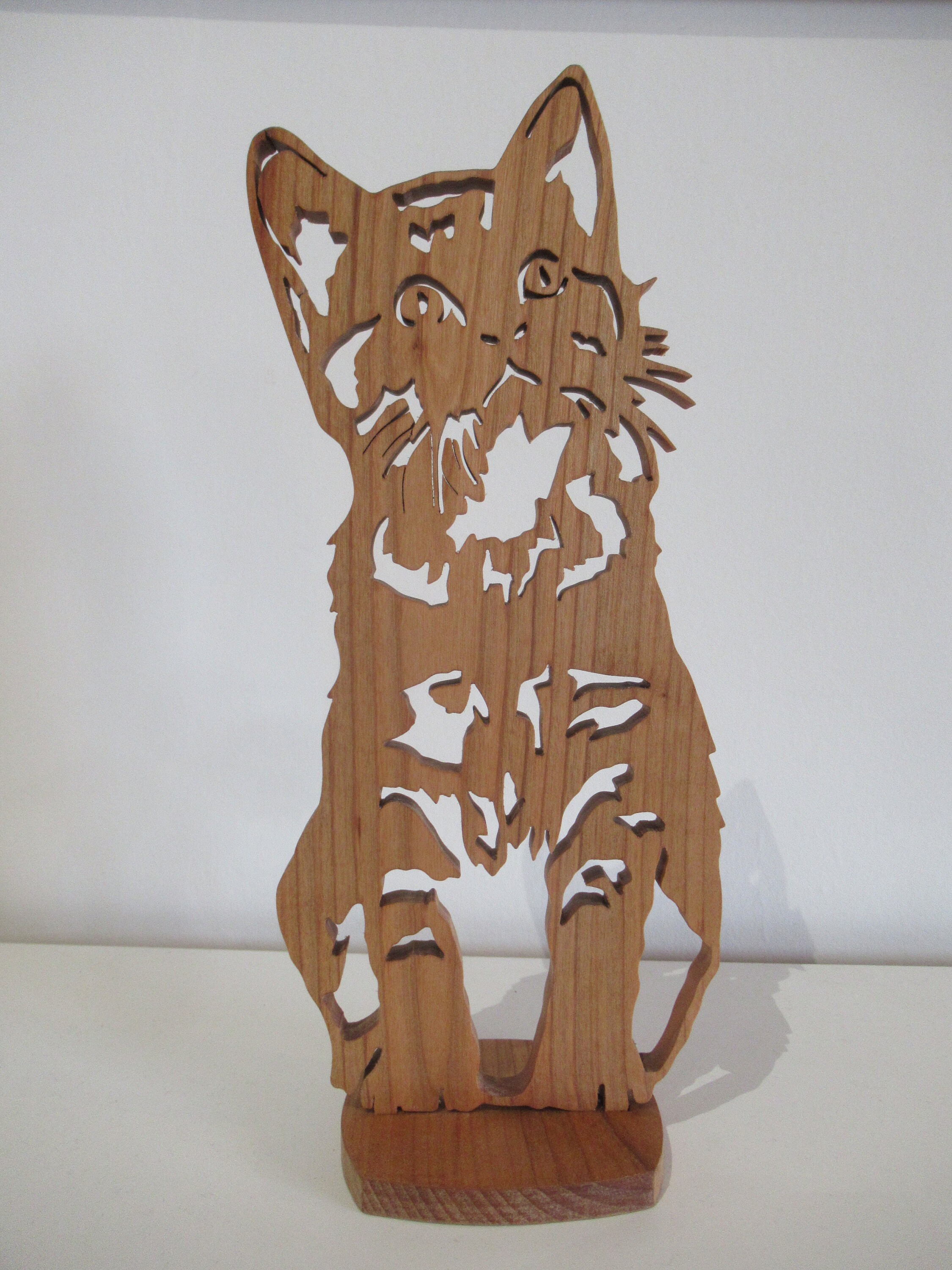 Chat en Bois à Poser