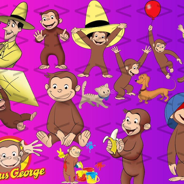Curious George Instant Download, Cartoon SVG outline, Cartoon SVG Cartoon PNG