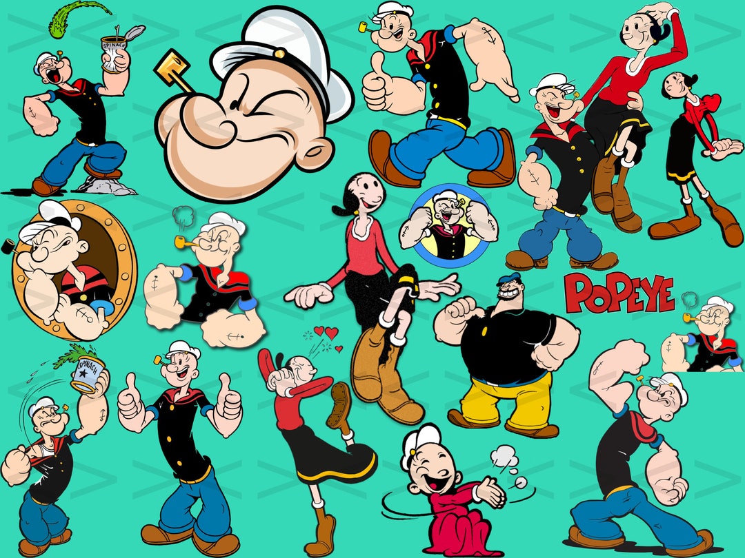 Popeye the Sailor Instant Download, Cartoon SVG Outline, Cartoon SVG ...
