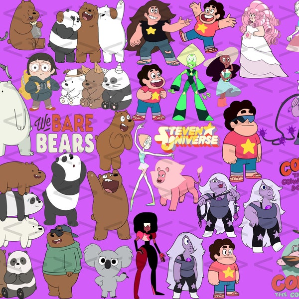 Steven Universe, We Bare Bears and Courage the cowardly dog Instant Download, Cartoon SVG outline, Cartoon SVG Cartoon PNG