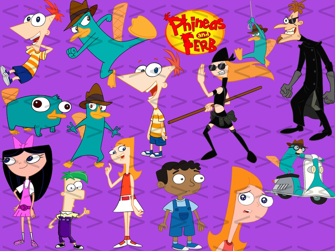 Phineas and Ferb Instant Download, Cartoon SVG Outline, Cartoon SVG ...