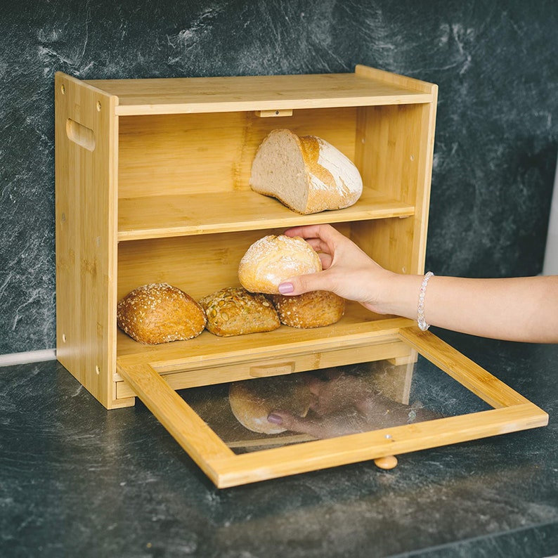 Bread Box for Kitchen Counter Double Layer Bread Storage With Etsy