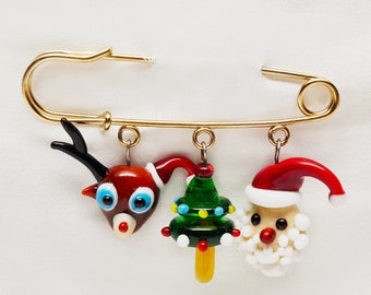 christmas murano brooch, murano glass beads, uniqe jewellery, murano glass , Christmas gift ,Christmas Pin , christmastreepin ,murano tree