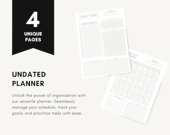 Daily, weekly and Monthly planner || Printable planner || Productivity planner printable || Goal planner printable || Instant Download