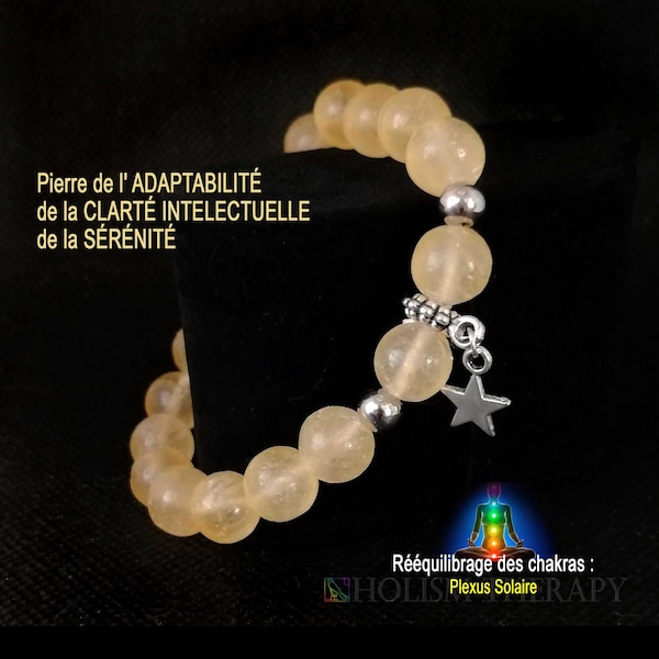 Bracelet CALCITE Jaune/Miel Naturel, dans son coffret. Nettoyé et purifié. Perles 9.5/10mn. 7 tailles disponibles.