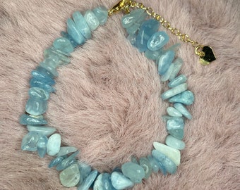 Aquamarine Chip Bracelet (Adjustable)