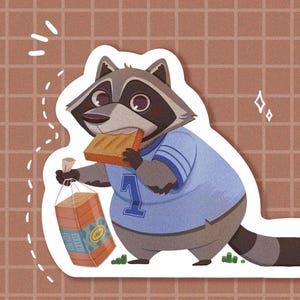 Waschbär-Aufkleber, süßer Cartoon-Waschbär-Aufkleber für Laptop