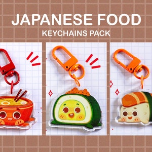 Cute Japanese food keychains Acrylic | Asian food keychain&#39;s | Niguiri, Maki and Ramen
