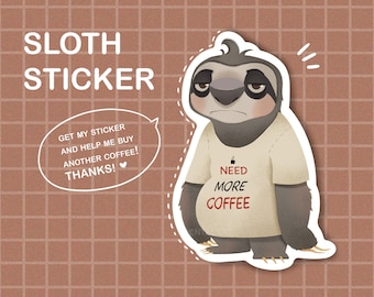 cute sloth sticker - kawaii lazy small stickers