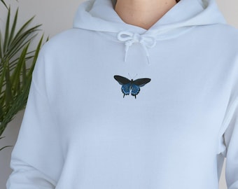 Baby Blue Butterfly Hoodie, Cozycore Fashion