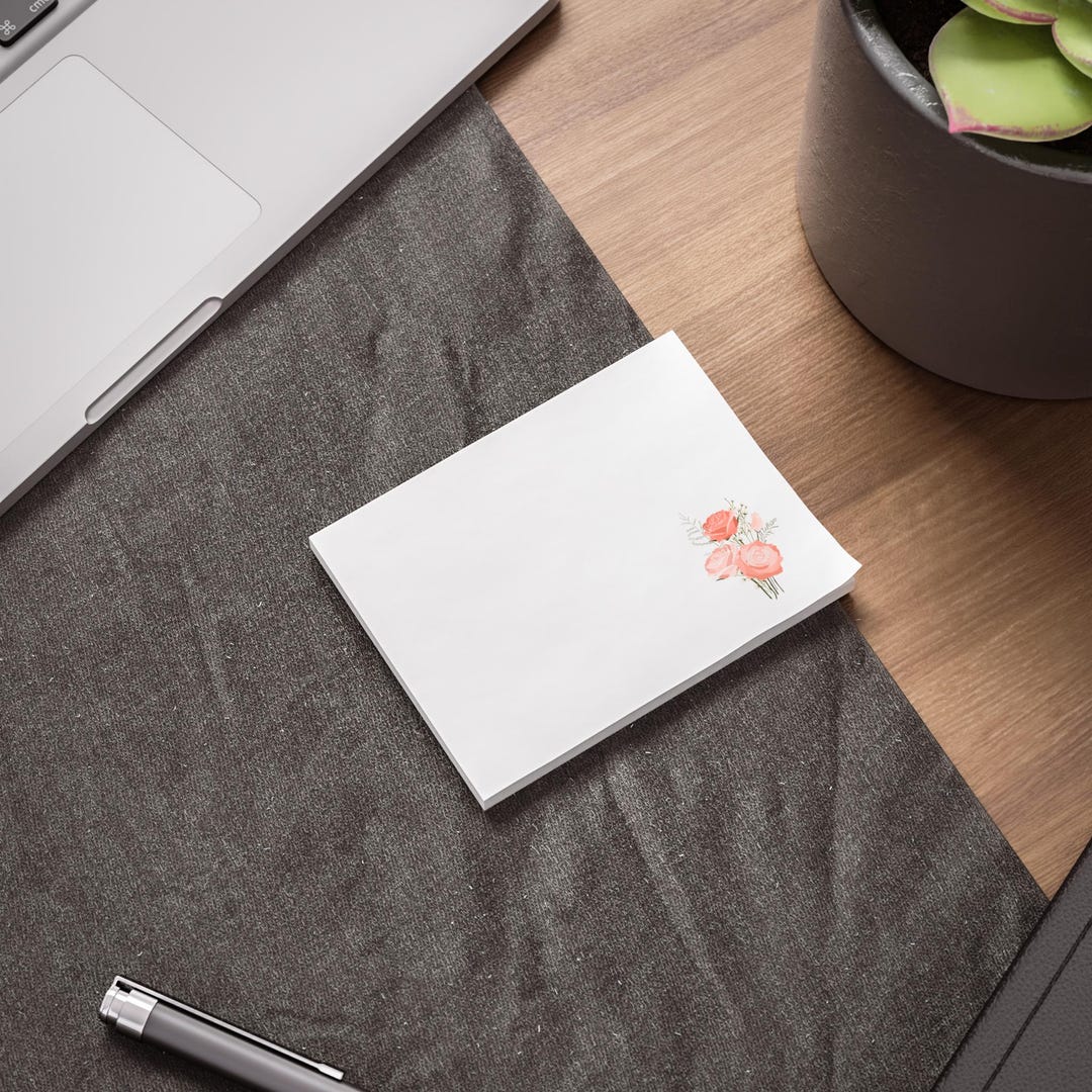 Rosè Roses Notepads, Floral Sticky Notes, Office Supplies, Stationery ...