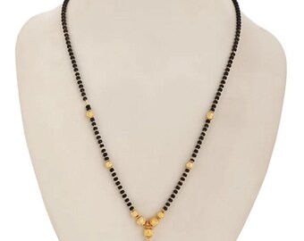 Short Black Beads Gold Filled Single 