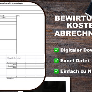 Entertainment expenses billing template | Receipt tool for accounting of entertainment expenses for the self-employed | Digital file in German