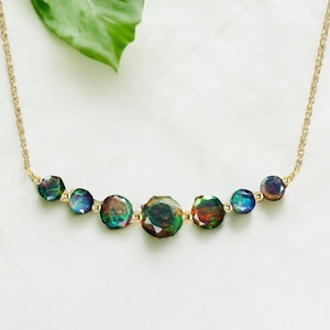 AAA Natural Ethiopian Black Opal Necklace, Opal Wedding Pendant, Fire Opal Jewelry, Opal Bridal Gift, Opal Gemstone Jewelry, Multi Fire Opal