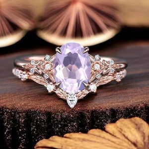 AAA Quality Lavender Amethyst Wedding Ring For Women, Vintage Antique Lavender Amethyst Engagement Ring, Promise Ring, Bridal Ring Set,
