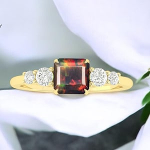AAA Black Natural Ethiopian Opal Ring For Woman, Fire Opal Ring, Minimalist Ring, Gold Ring, Opal Jewelry, Wedding Ring, Black Opal Ring.
