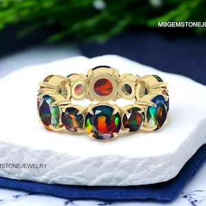 AAA Vintage Natural Ethiopian Black Opal Wedding Ring For Women, Fire Opal Jewelry, Gold Ring, Black Opal Ring, Bridal Ring, Minimalist Ring