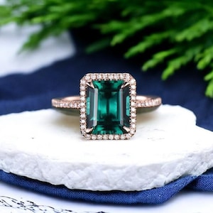 AAA Vintage Emerald Cut Wedding Ring For Women, Emerald Engagement Ring, Promise Ring, Emerald Bridal Ring, Emerald Green Ring, Gift For her