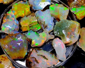 23 piece, 232 Carat AAA Grade Quality Natural Ethiopian Opal Rough - Welo Fire Opal -Multi Fire Opal- Opal Raw- Opal Rough- Opal Crystal