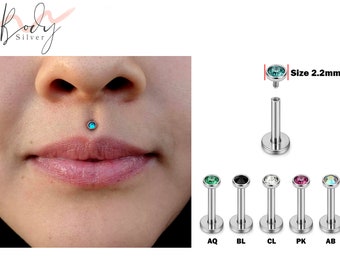 Medusa Labret Stud Piercing Jewelry 16g 14g Filetage interne Medusa Jewelry avec Gem Crystal - Body Piercing pour Tragus, Cartilage, Helix