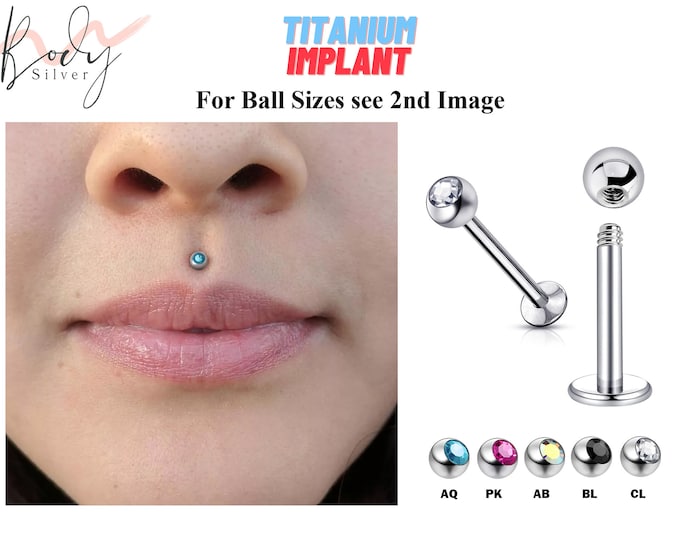 Titanium Medusa Lip Ring Labret Stud Piercing - Medusa Jewelry with Gem Ball Crystal - Body Piercing for Tragus, Cartilage, Helix, Madonna