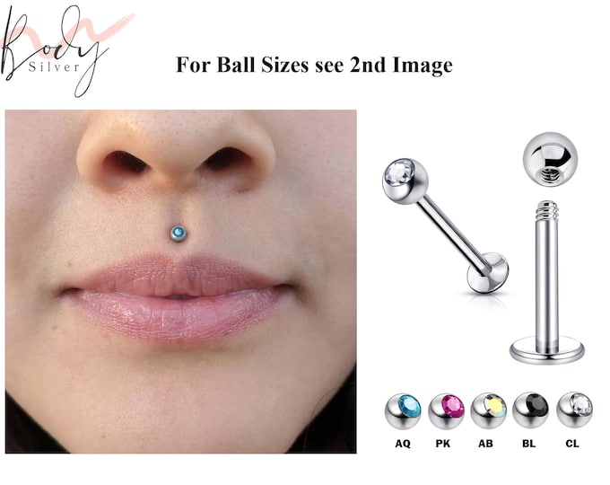 Medusa Lip Ring Labret Stud Piercing Jewelry - Medusa Jewelry with Gem Ball Crystal - Body Piercing for Tragus, Cartilage, Helix, Madonna
