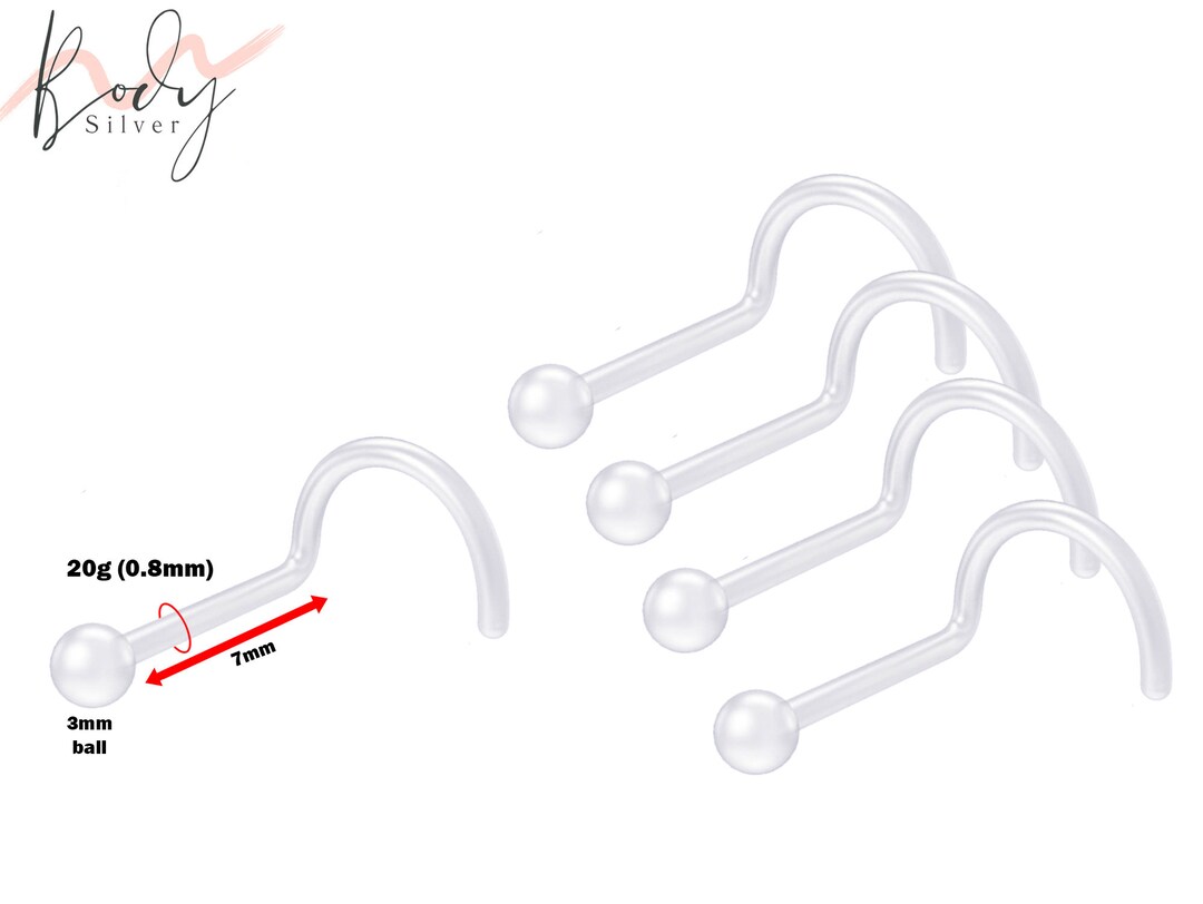 Nose Retainer, Nostril Stud Clear Bio Nose Stud, Transparent Bioflex