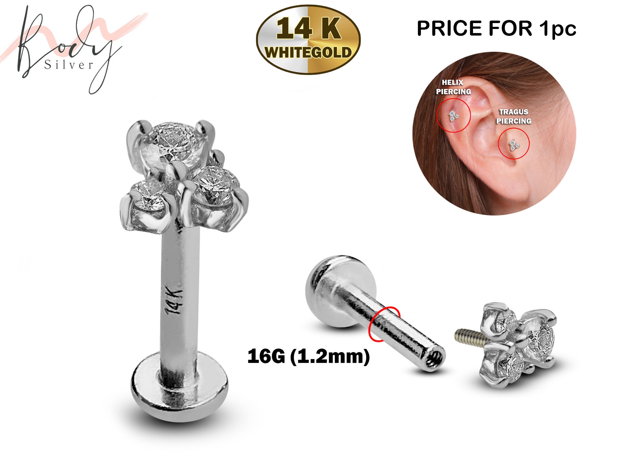 14K Gold Helix Piercing - Helix Piercing Jewelry – Shirli's Jewelry