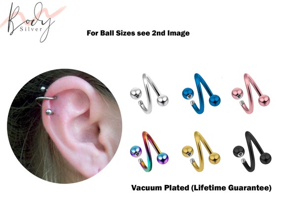 Double Spiral Barbell Earrings Twister Ball Piercing Helix Steel Earring  Jewelry