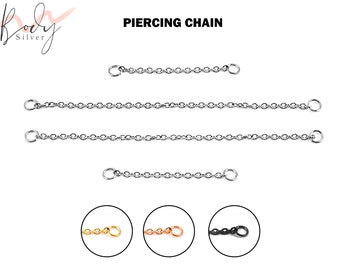 Piercing Chains, Connector Chain for Body Piercing Jewelry Nasallang Nose Ring, Bridge Piercing, Nipple Piercing, Barbell Earring