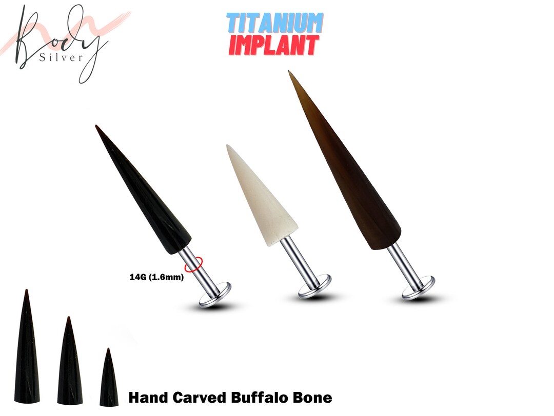 Labret Horn Spike Piercing Hand Carved From Buffalo Horn Etsy